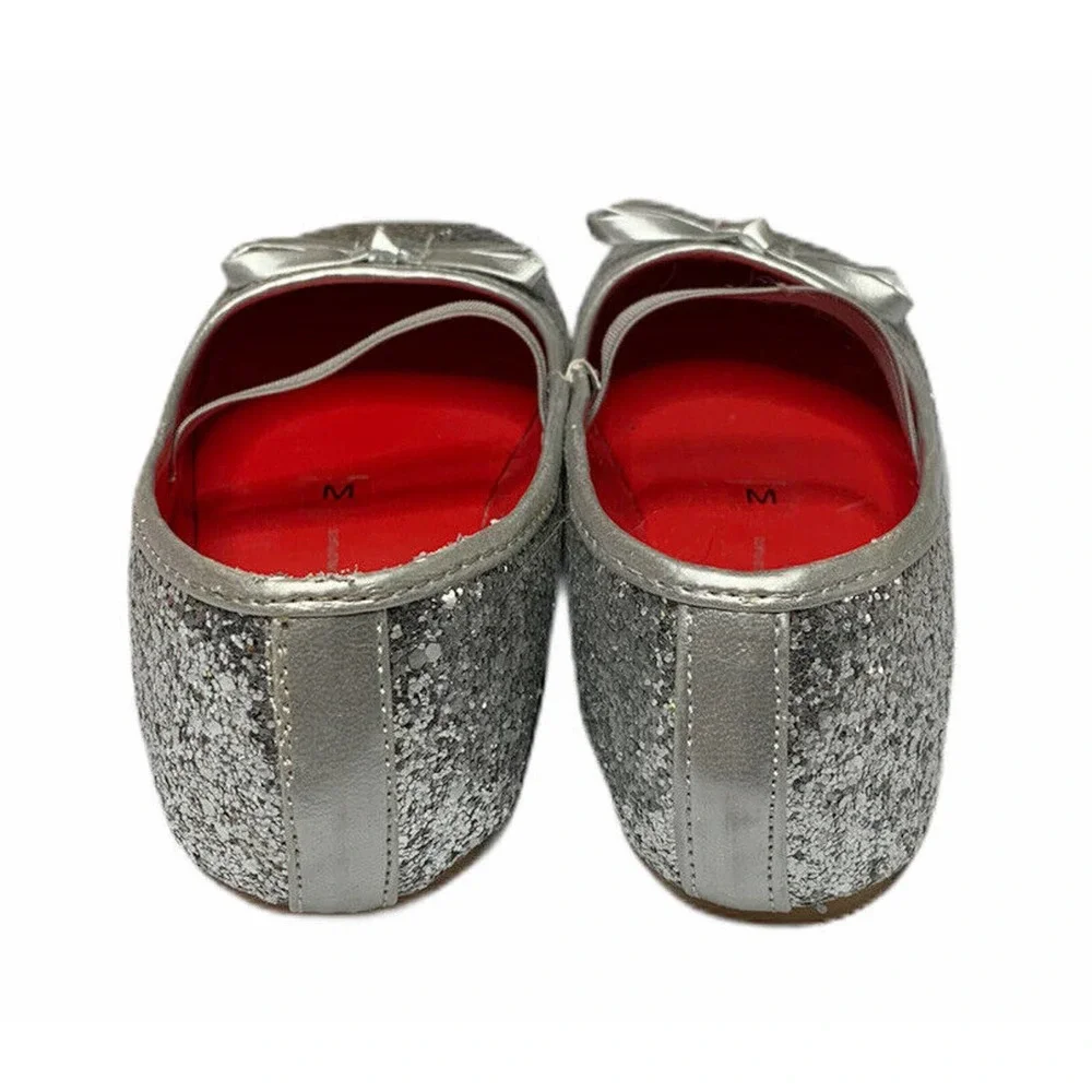Rubie's Childs Girls Silver Glitter Costume Dress Up Flats Size Medium 13-1